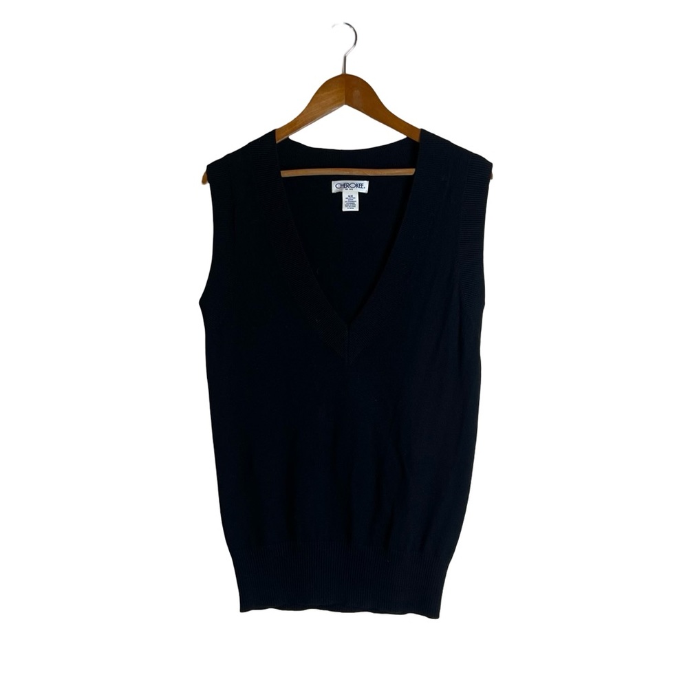Cherokee black cotton & cashmere knit‎ sweater vest